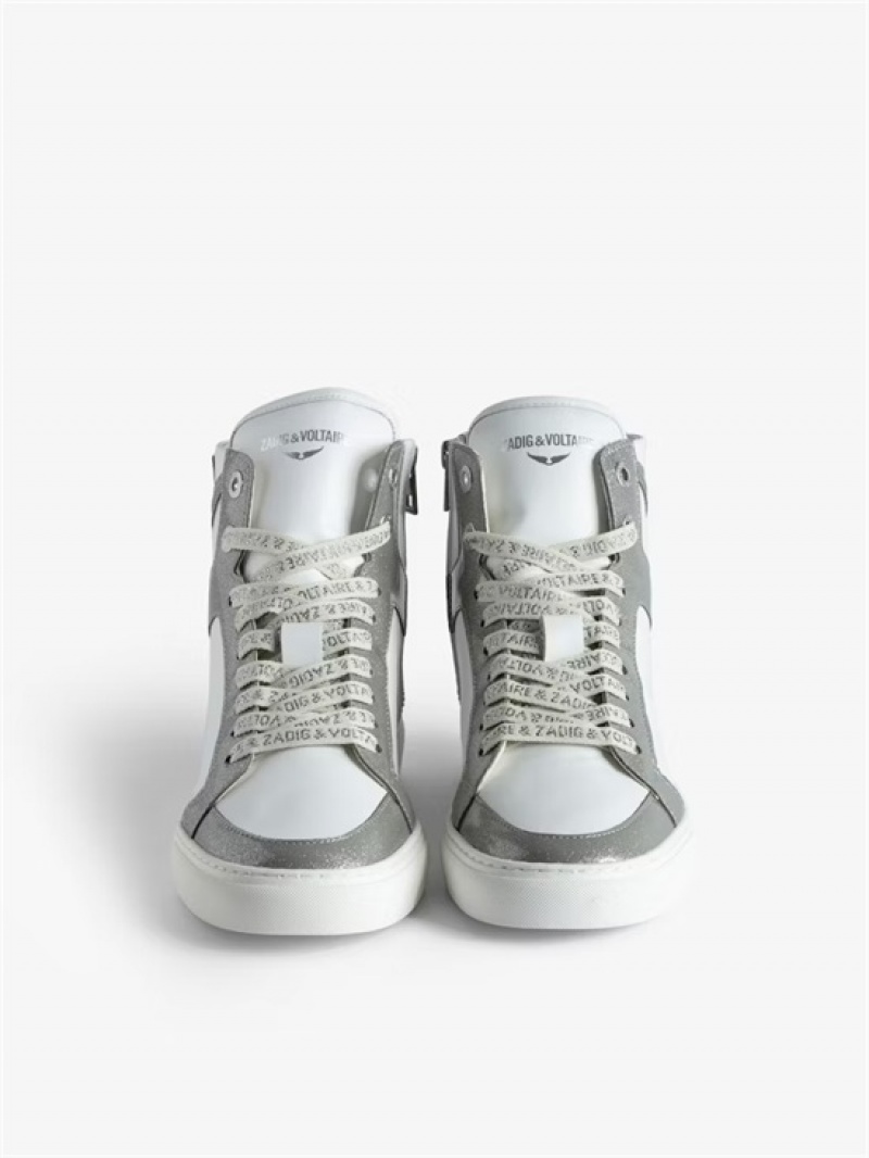 Silver Zadig And Voltaire ZV1747 High Flash High-Top Sneakers | ZV-255665