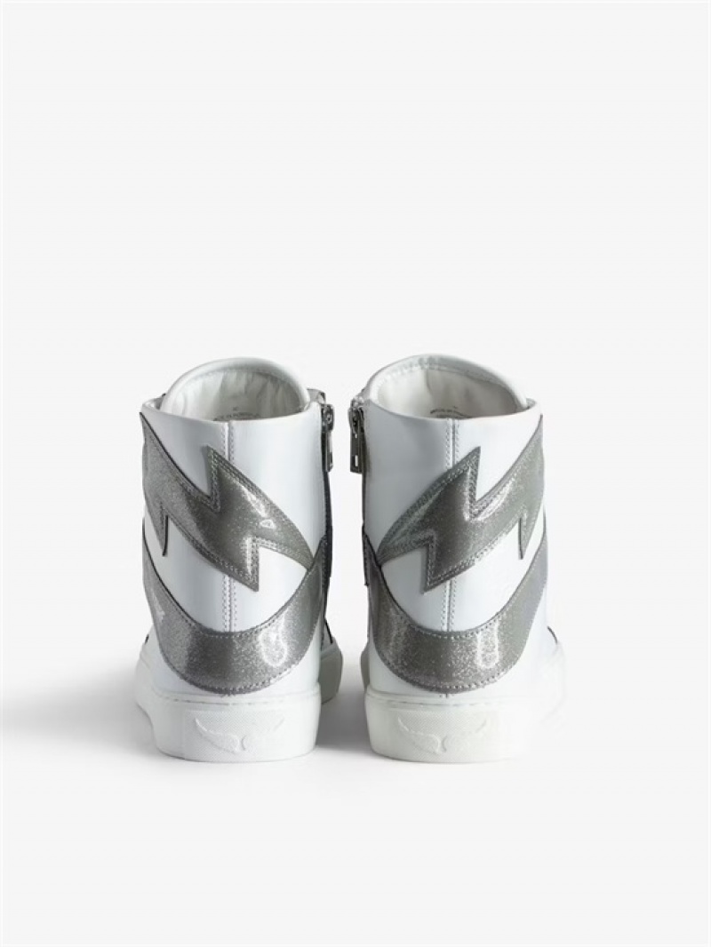 Silver Zadig And Voltaire ZV1747 High Flash High-Top Sneakers | ZV-255665