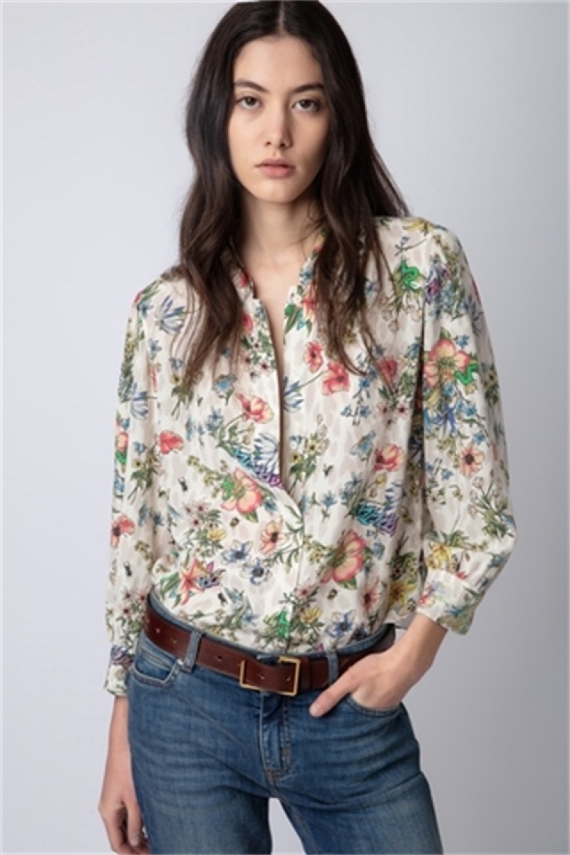 Vanille Zadig And Voltaire Tadeo Diamate Silk Shirt | ZV-256297