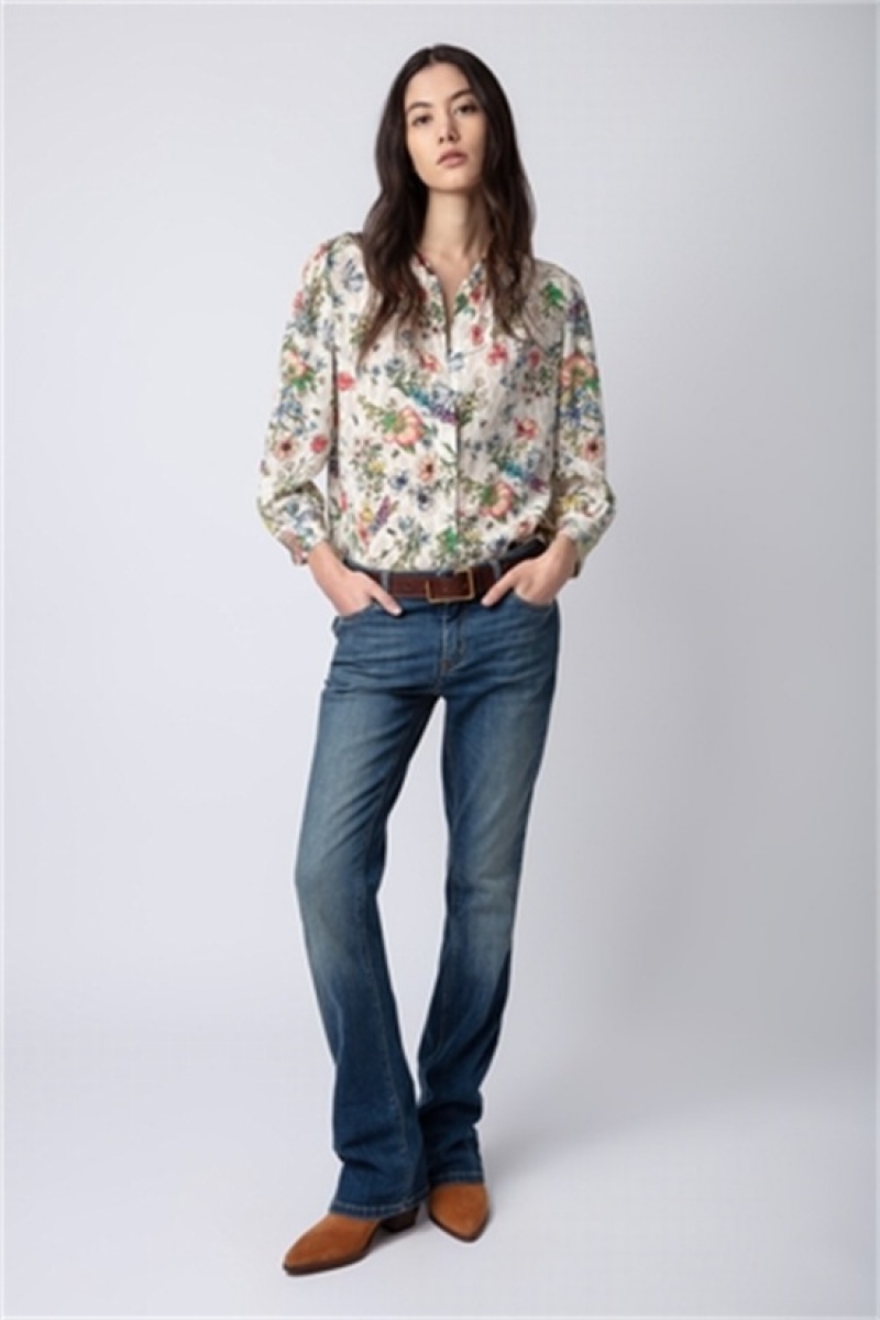 Vanille Zadig And Voltaire Tadeo Diamate Silk Shirt | ZV-256297