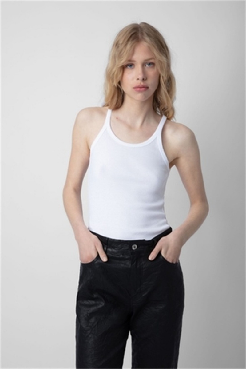 White Zadig And Voltaire Alba Tank Top | ZV-256298