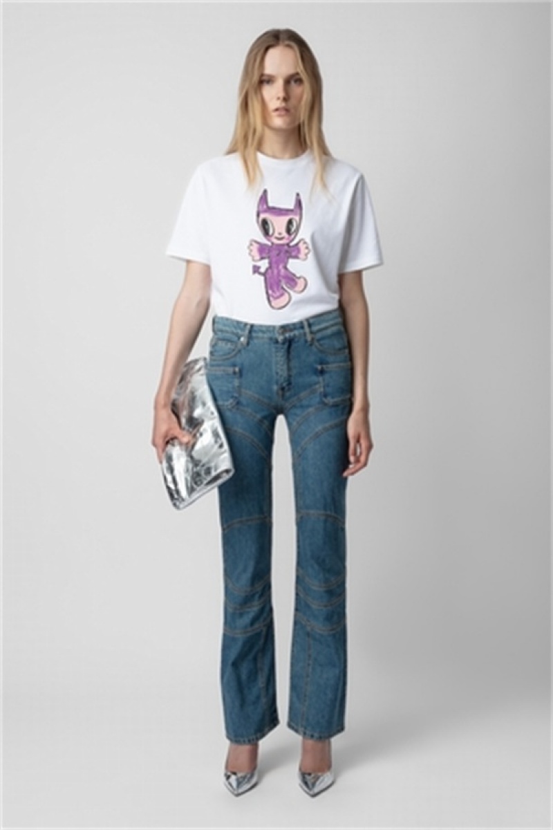 White Zadig And Voltaire Edwin Devil T-shirt | ZV-256258