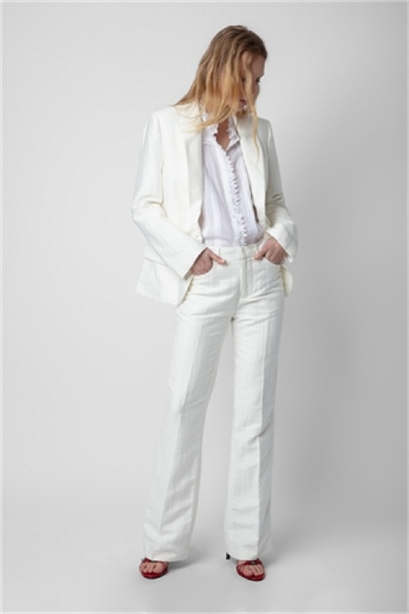 White Zadig And Voltaire Pistol Linen Pants | ZV-256235