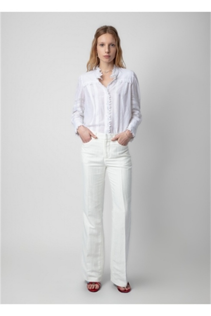 White Zadig And Voltaire Pistol Linen Pants | ZV-256235