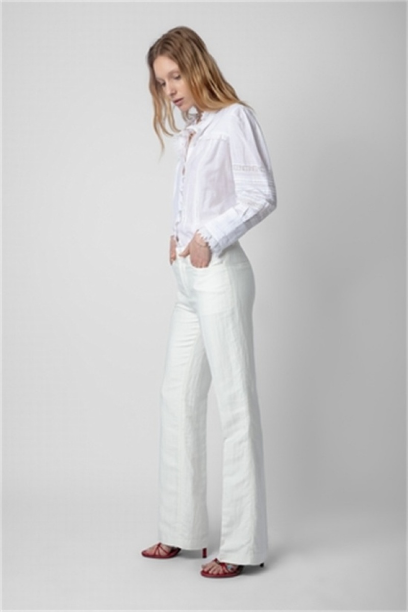 White Zadig And Voltaire Pistol Linen Pants | ZV-256235