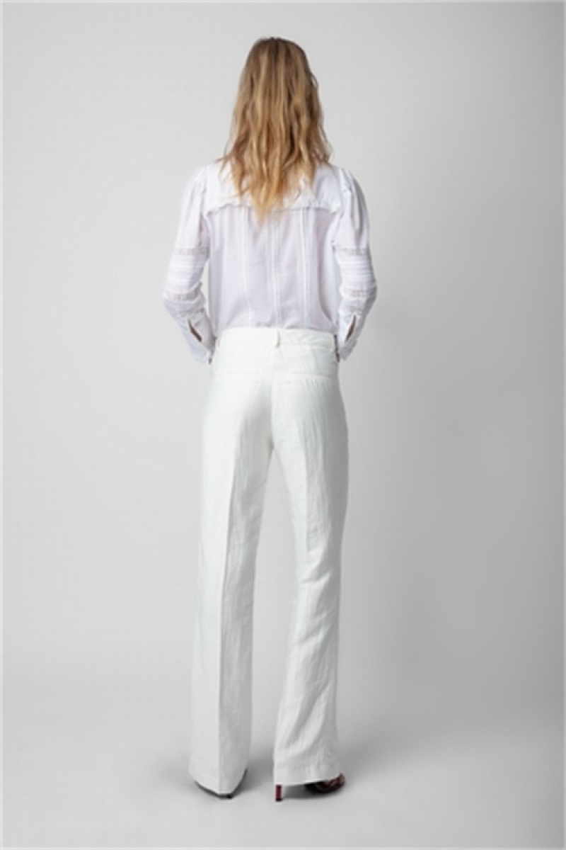 White Zadig And Voltaire Pistol Linen Pants | ZV-256235