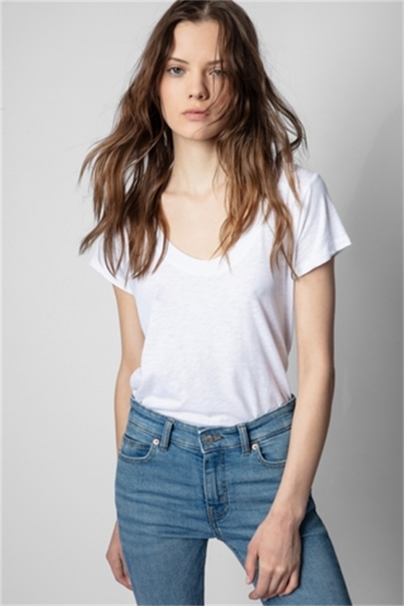 White Zadig And Voltaire Tiny Slub T-shirt | ZV-256273