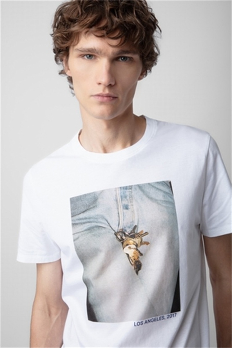 White Zadig And Voltaire Tommy Photoprint T-shirt | ZV-255713