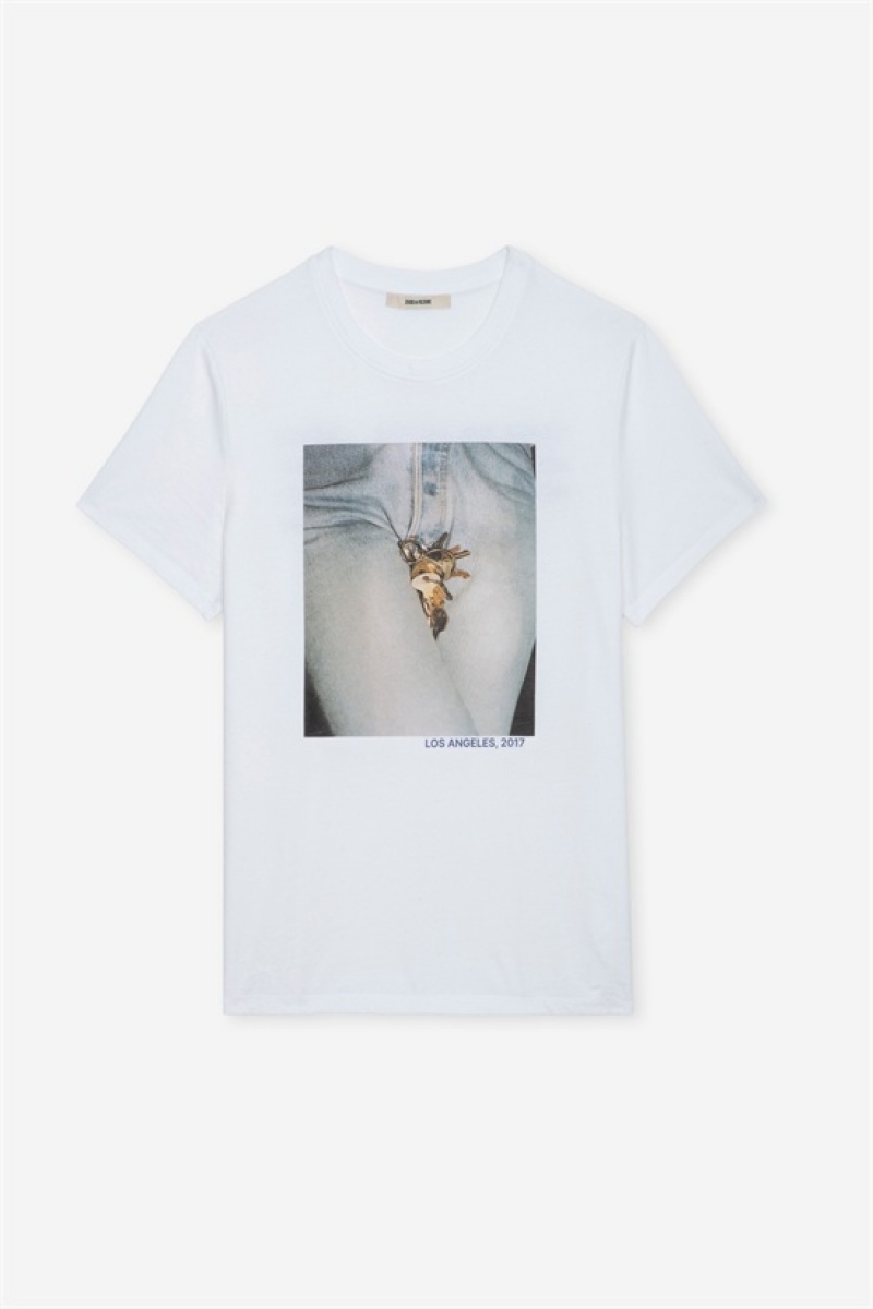 White Zadig And Voltaire Tommy Photoprint T-shirt | ZV-255713