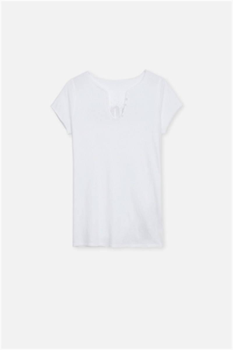 White Zadig And Voltaire Tunisien Amour T-shirt | ZV-256270