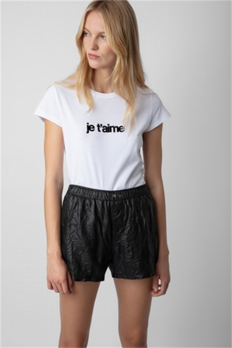 White Zadig And Voltaire Woop Je T'aime T-shirt | ZV-256275