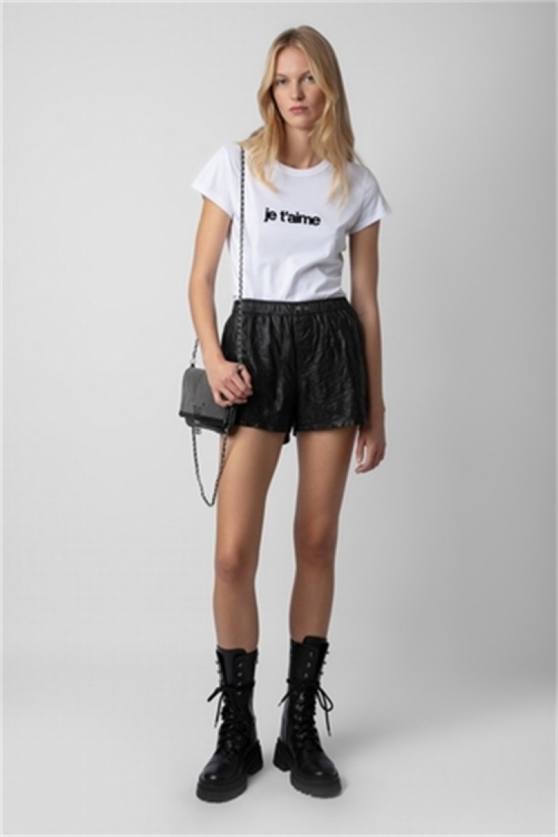 White Zadig And Voltaire Woop Je T'aime T-shirt | ZV-256275