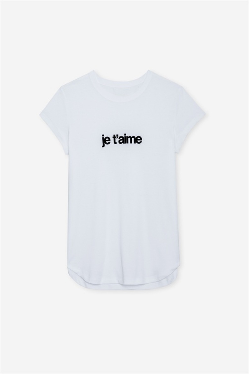 White Zadig And Voltaire Woop Je T\'aime T-shirt | ZV-256275