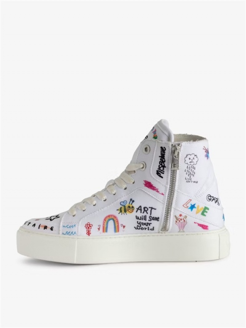 White Zadig And Voltaire ZV1747 High Flash Chunky High-Top Sneakers  | ZV-255663