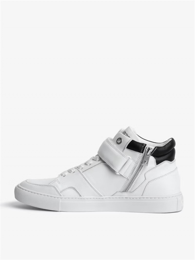 White Zadig And Voltaire ZV1747 Mid Flash Sneakers | ZV-255673