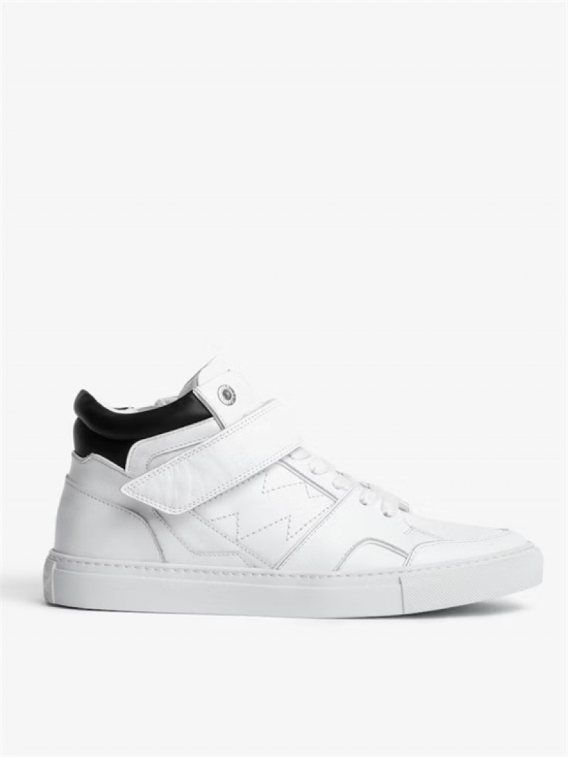 White Zadig And Voltaire ZV1747 Mid Flash Sneakers | ZV-255673