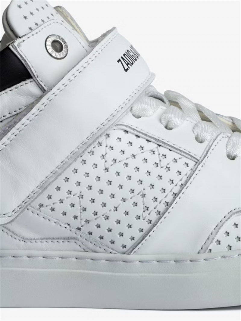 White Zadig And Voltaire ZV1747 Mid Flash Smooth Sneakers | ZV-255669