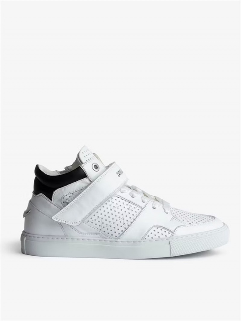 White Zadig And Voltaire ZV1747 Mid Flash Smooth Sneakers | ZV-255669